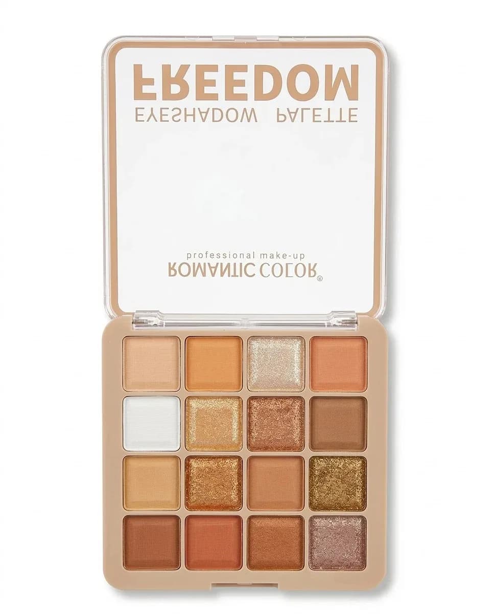 Romantic Color Freedom Eyeshadow Palette, 16 Colour Warm Neutral Tones, Matte and Shimmer Finish