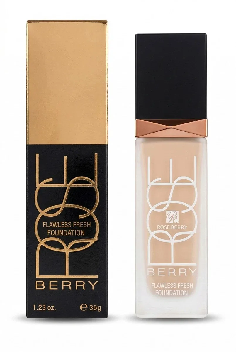Rose Berry Flawless Fresh Foundation, Liquid Makeup, 35g, with Pump Dispenser