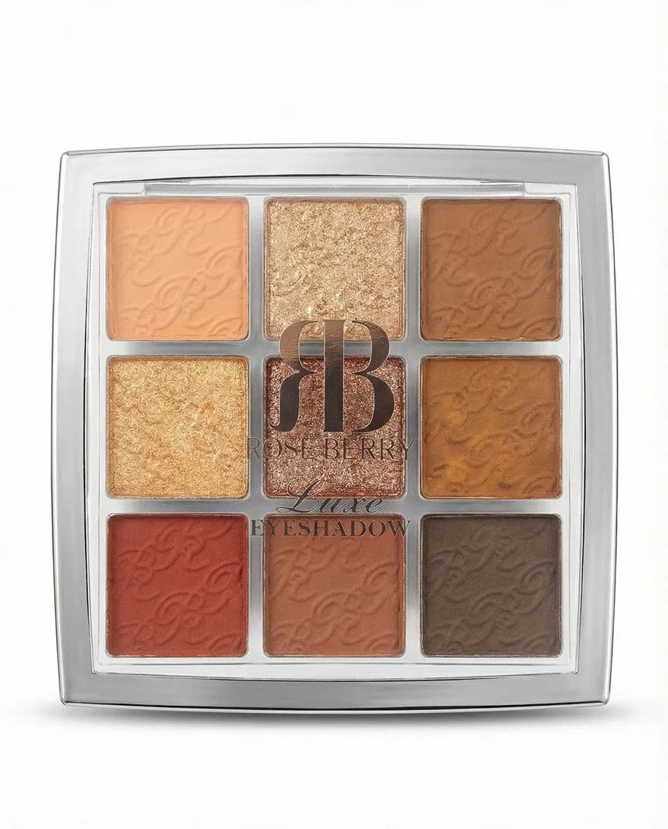 Rose Berry Luxe Eyeshadow Palette, 9 Colour Warm Neutral Tones with Matte and Shimmer Finishes